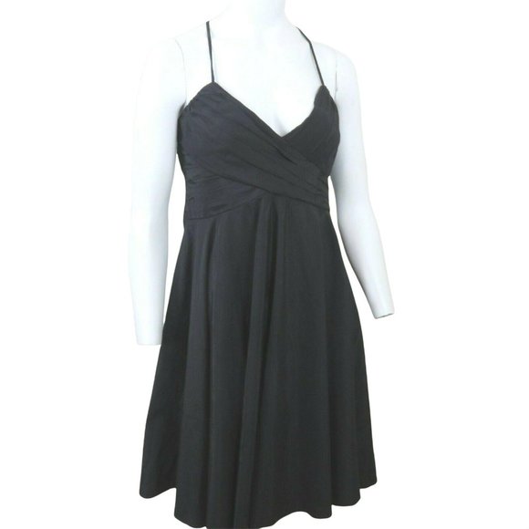 Zara Basic Womens Black Slip Dress L Empire Criss Cross Straps Knee Length - Picture 4 of 12